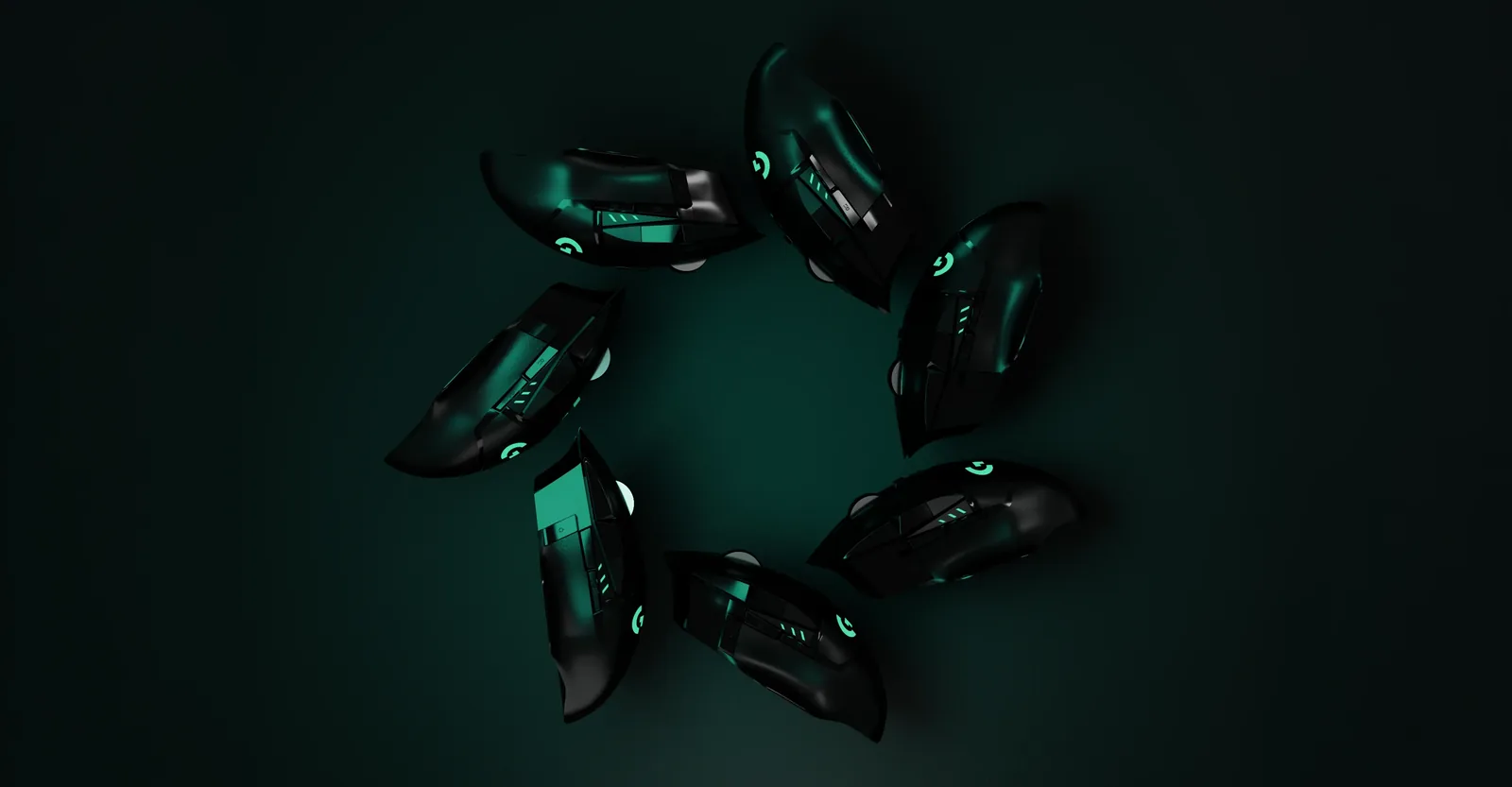 Logitech product range CGI render on black